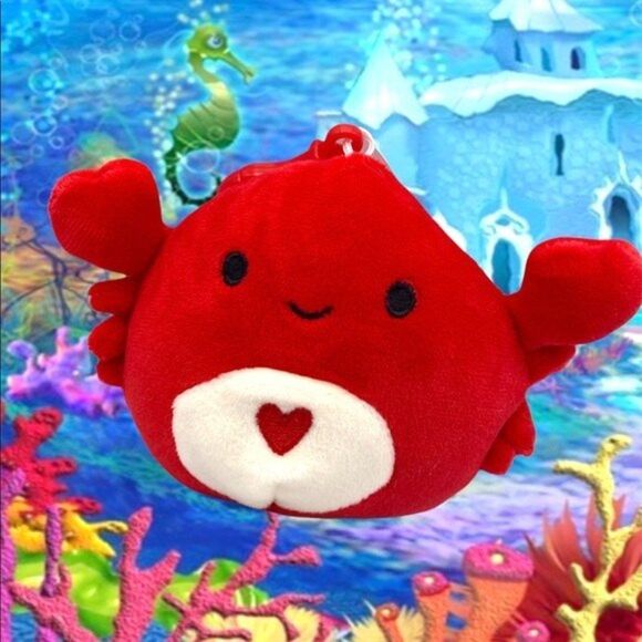 Squishmallow 3.5”  Carlos Love Crab Clip On Keychain Gift Plush Toy - Picture 1 of 7